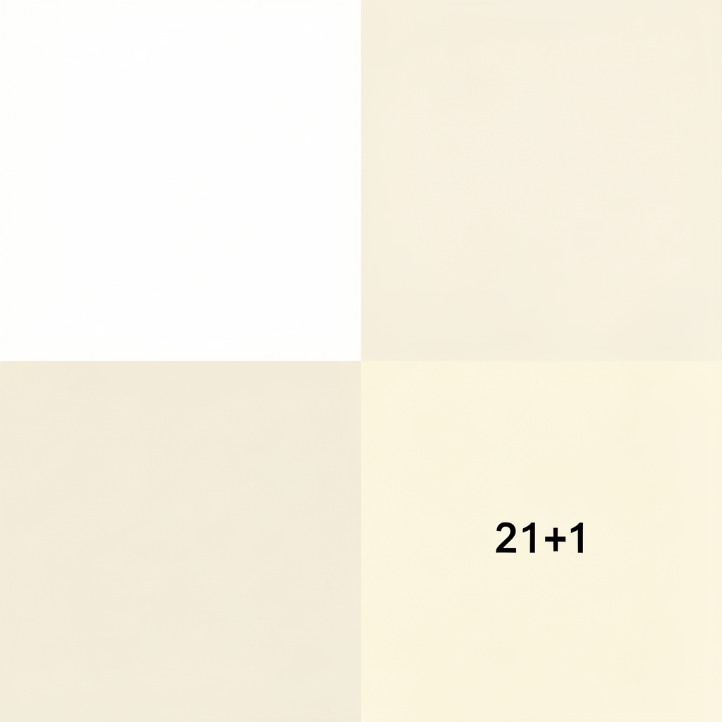 Side-by-side comparison of four text samples showing different contrast ratios from 3:1 to 21:1 against white and cream backgrounds